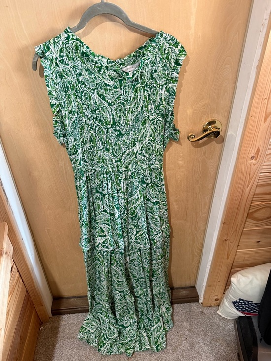 crown & ivy Dresses & Skirts - crown & ivy Green and White Paisley Maxi Dress